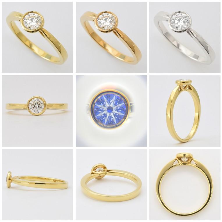 一粒ダイヤモンド フラッグス flags ダイヤ K18 ダイヤモンド 0.3ct リング Ballerine03 G SI13EXCELLENT H&C プラチナ フクリン ベゼル エンゲージリングの画像