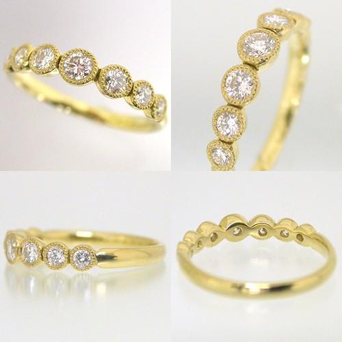 フラッグス flags ダイヤ K18 ダイヤモンド 0.3ct エタニティ リング Retro030 18金 18K PT プラチナ 金 ミル打ち ベゼル ダイヤリング ジュエリー 婚約 結婚の画像