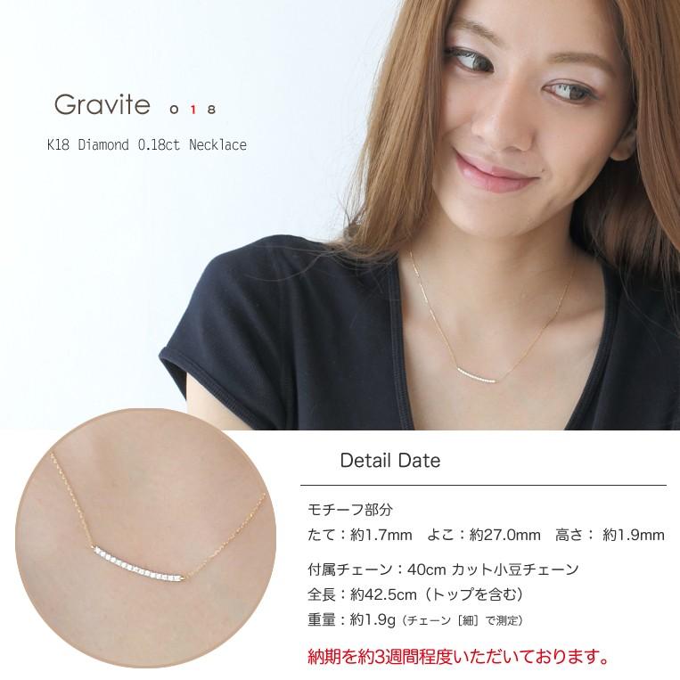 フラッグス flags ダイヤ K18 ダイヤモンド 0.18ct ネックレス Gravite018 ラインネックレス ライン 18金 K18 18K PT 金 プラチナ ダイヤネックレスの画像