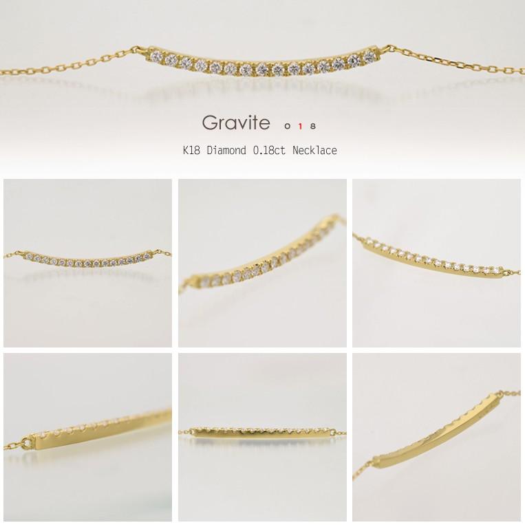 フラッグス flags ダイヤ K18 ダイヤモンド 0.18ct ネックレス Gravite018 ラインネックレス ライン 18金 K18 18K PT 金 プラチナ ダイヤネックレスの画像