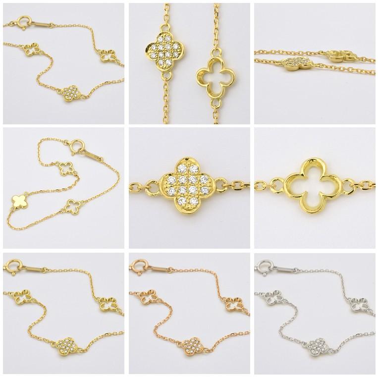 フラッグス flags ダイヤ K18 ダイヤモンド 0.05ct クローバー ブレスレット Clover 18金 18K PT 金 プラチナ ダイヤブレスレット 四葉 幸運 幸せ 花 フラワーの画像