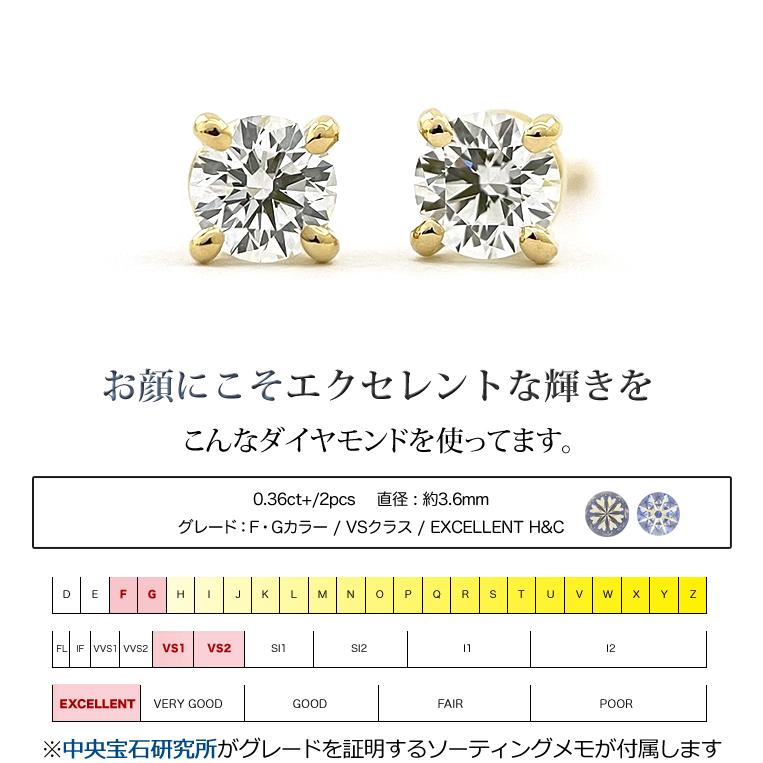 フラッグス flags ダイヤ K18 ダイヤモンド 0.18ct×0.18ct ピアス Croix036 18金 K18 18K PT 金 プラチナ ダイヤピアス 4本爪 爪 スタッド 片耳 シンプルの画像