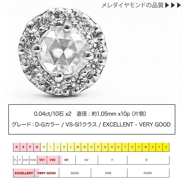 フラッグス flags ダイヤ Pt900 ダイヤモンド 0.11ct×0.11ct ピアス Rosetta PT pt プラチナ ダイヤピアス ローズカット ローズ 取り巻き スタッド 片耳の画像