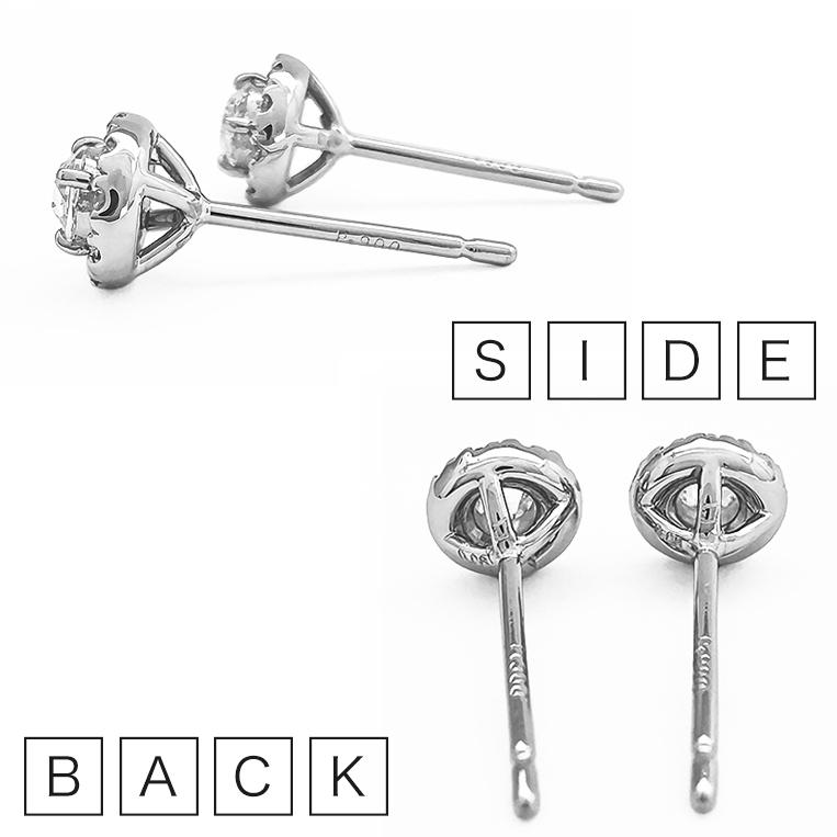 フラッグス flags ダイヤ Pt900 ダイヤモンド 0.11ct×0.11ct ピアス Rosetta PT pt プラチナ ダイヤピアス ローズカット ローズ 取り巻き スタッド 片耳の画像