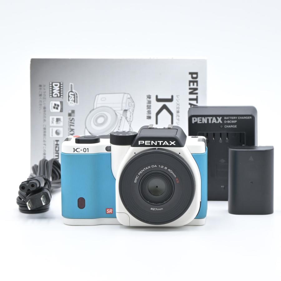 PENTAX ペンタックス K-01 ブルー ホワイト レンズキット DA40mmF2.8XS