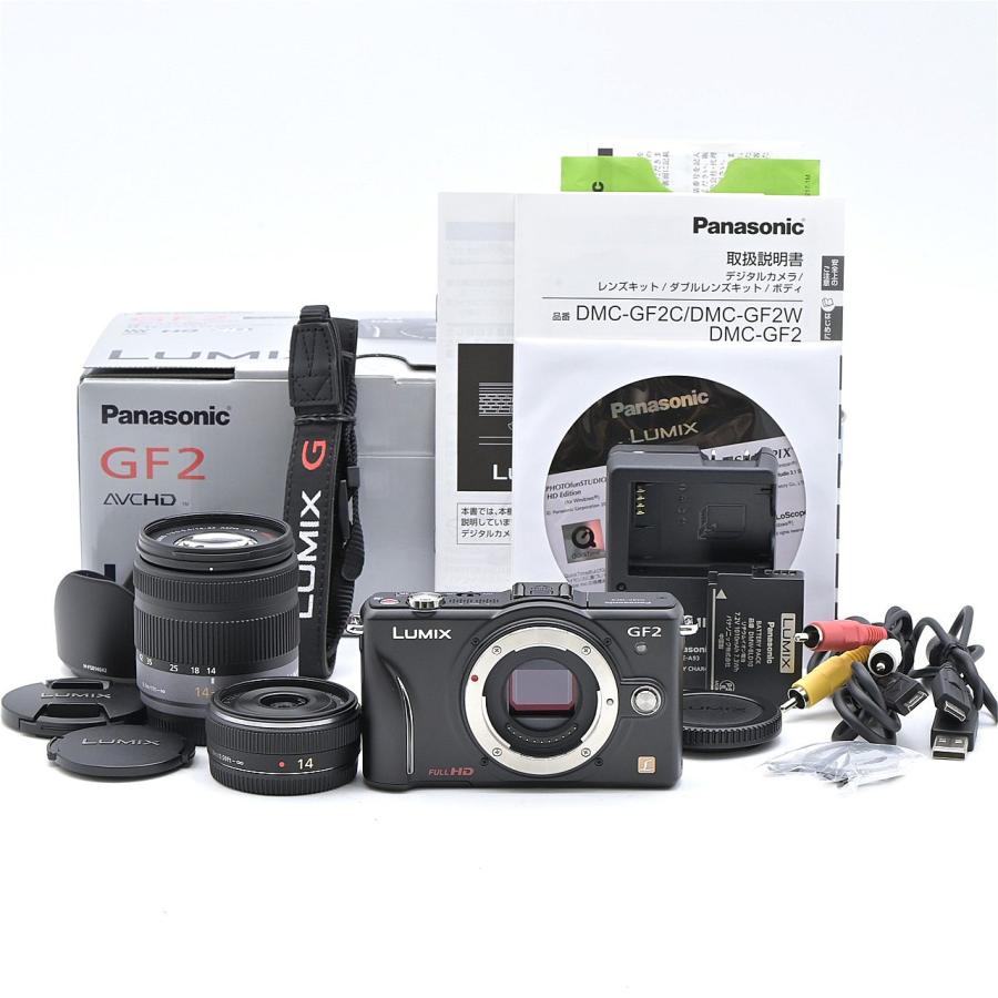 Panasonic パナソニック GF2 ダブルレンズキット 14mm F2.5 14-42mm F3.5-5.6 ブラック DMC-GF2W-K | 