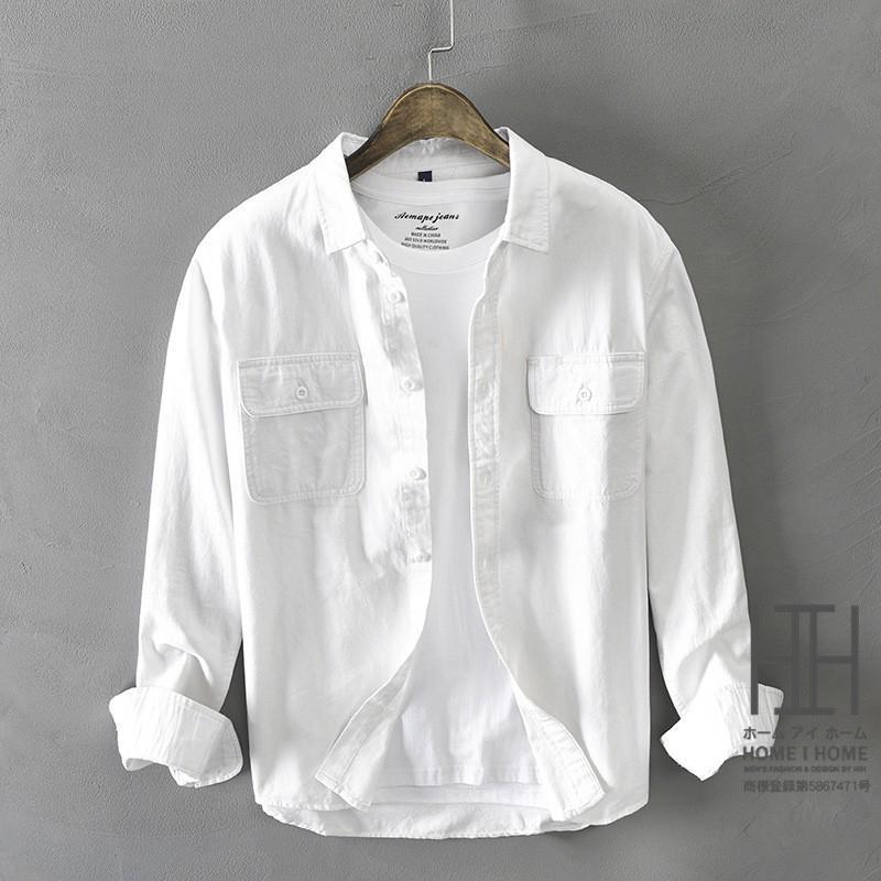 RRL シャツ ホワイト 猫目ボタン ワークシャツ ミリタリーシャツ Sサイズ Ralph Lauren コットンツイルワークシャツ ［resize］ - Fresh