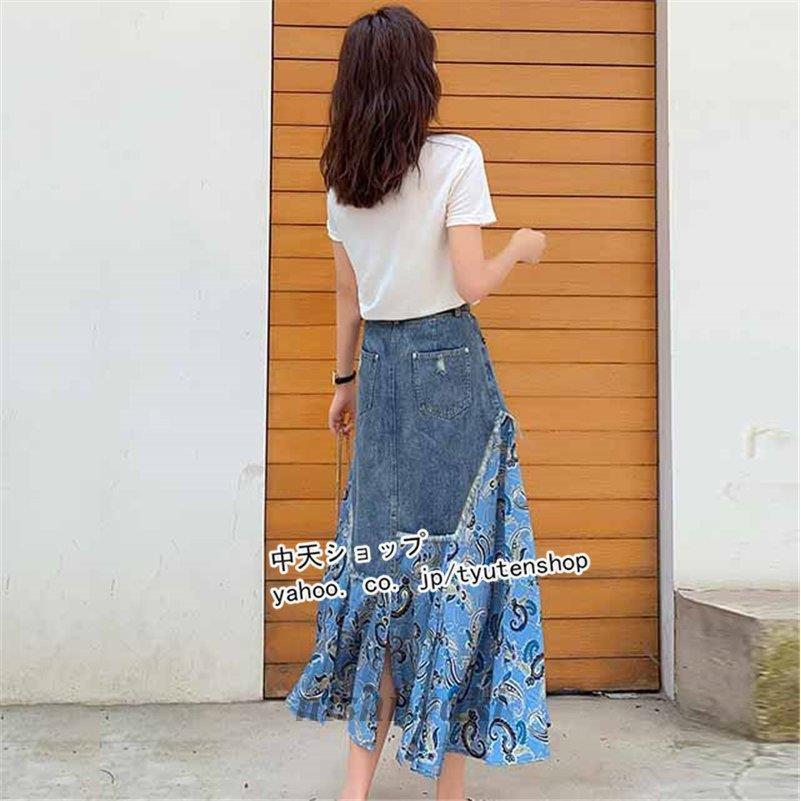 トップス+スカート セットアップ レディース 半袖Tシャツ デニム