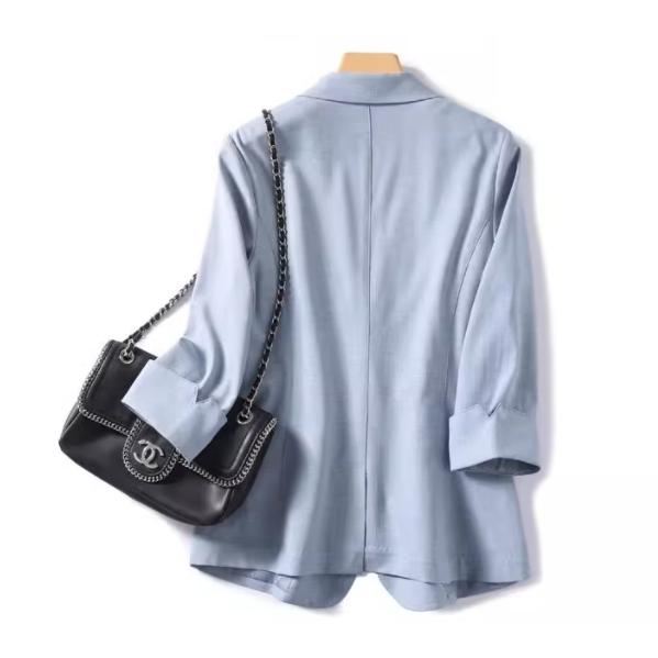 ZARA 袖一つ折 七分袖 リネンテーラードジャケット ロング丈 海外XS モカ ZARA ザラ テーラード半袖ダブルジャケット ベージュ 海外S