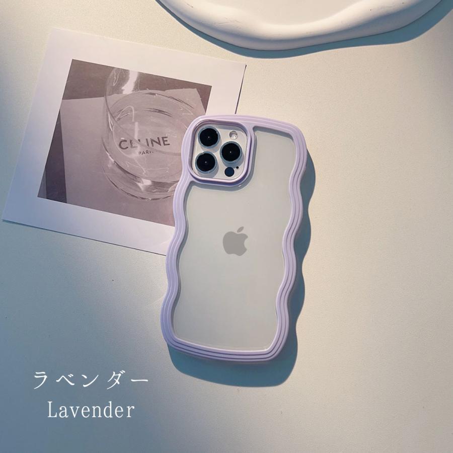 iPhone16 ケース iPhone16Pro ケース iPhone14 ケース 13 韓国 おしゃれ かわいい 耐衝撃 クリアケース クリア 透明 大人かわいい パステルカラー ウェーブ | ブランド登録なし | 14