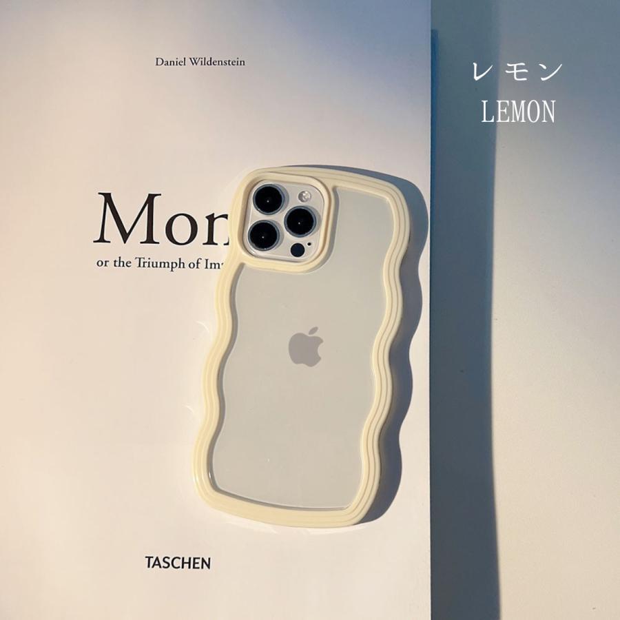 iPhone16 ケース iPhone16Pro ケース iPhone14 ケース 13 韓国 おしゃれ かわいい 耐衝撃 クリアケース クリア 透明 大人かわいい パステルカラー ウェーブ | ブランド登録なし | 15