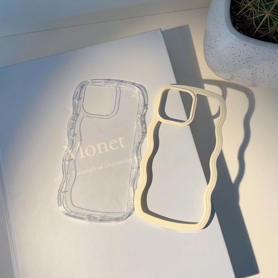iPhone16 ケース iPhone16Pro ケース iPhone14 ケース 13 韓国 おしゃれ かわいい 耐衝撃 クリアケース クリア 透明 大人かわいい パステルカラー ウェーブ | ブランド登録なし | 06