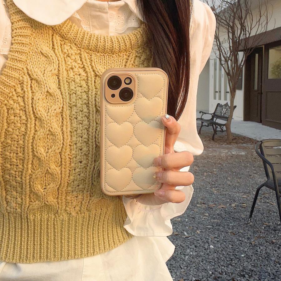 iPhone16 ケース iPhone16Pro ケース iPhone15 ケース スマホケース 韓国 おしゃれ かわいい ハート キルティング レザー 保護 キルティングケース | ブランド登録なし | 10