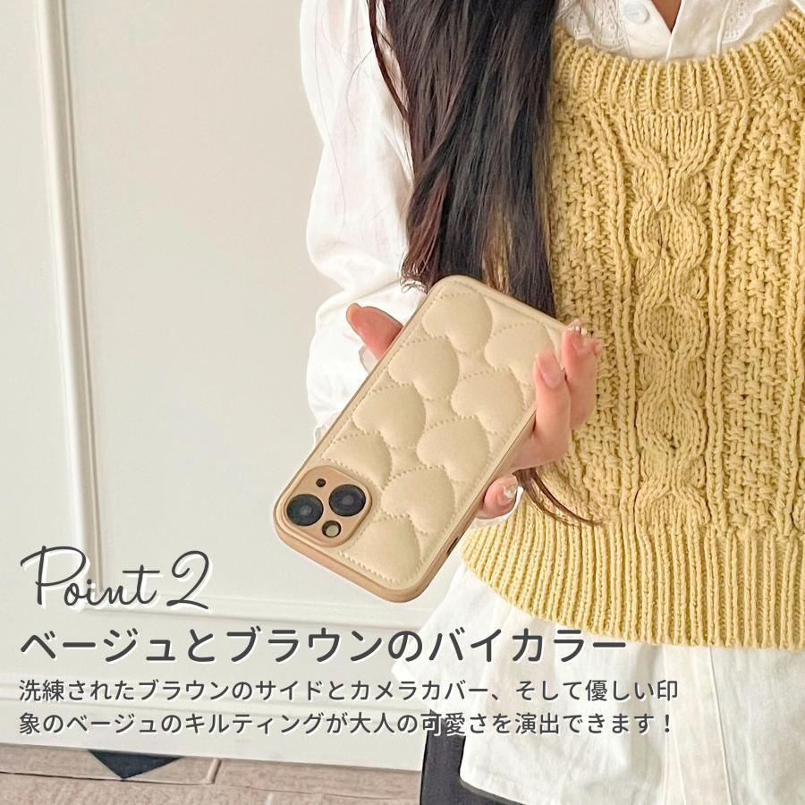 iPhone16 ケース iPhone16Pro ケース iPhone15 ケース スマホケース 韓国 おしゃれ かわいい ハート キルティング レザー 保護 キルティングケース | ブランド登録なし | 02