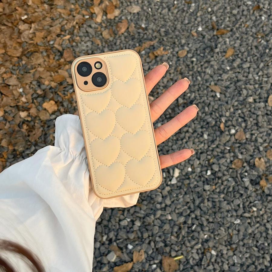 iPhone16 ケース iPhone16Pro ケース iPhone15 ケース スマホケース 韓国 おしゃれ かわいい ハート キルティング レザー 保護 キルティングケース | ブランド登録なし | 08