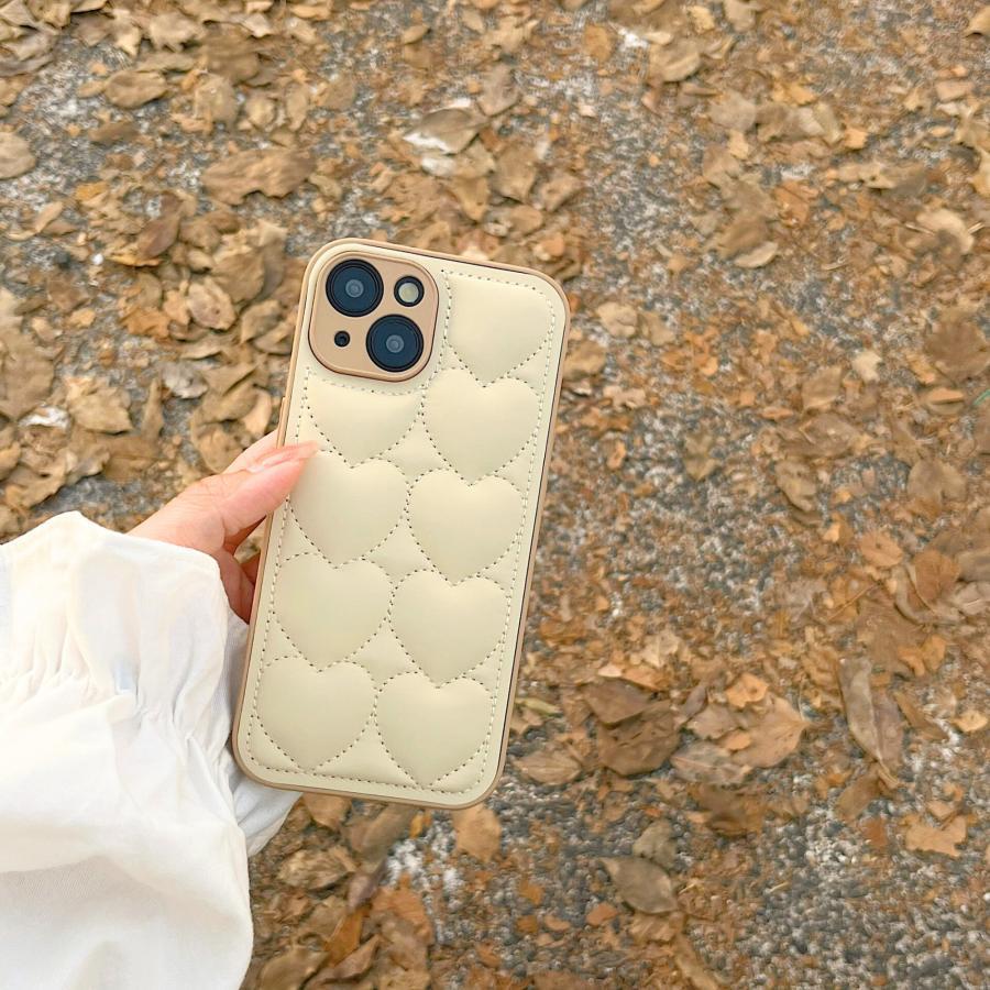 iPhone16 ケース iPhone16Pro ケース iPhone15 ケース スマホケース 韓国 おしゃれ かわいい ハート キルティング レザー 保護 キルティングケース | ブランド登録なし | 09