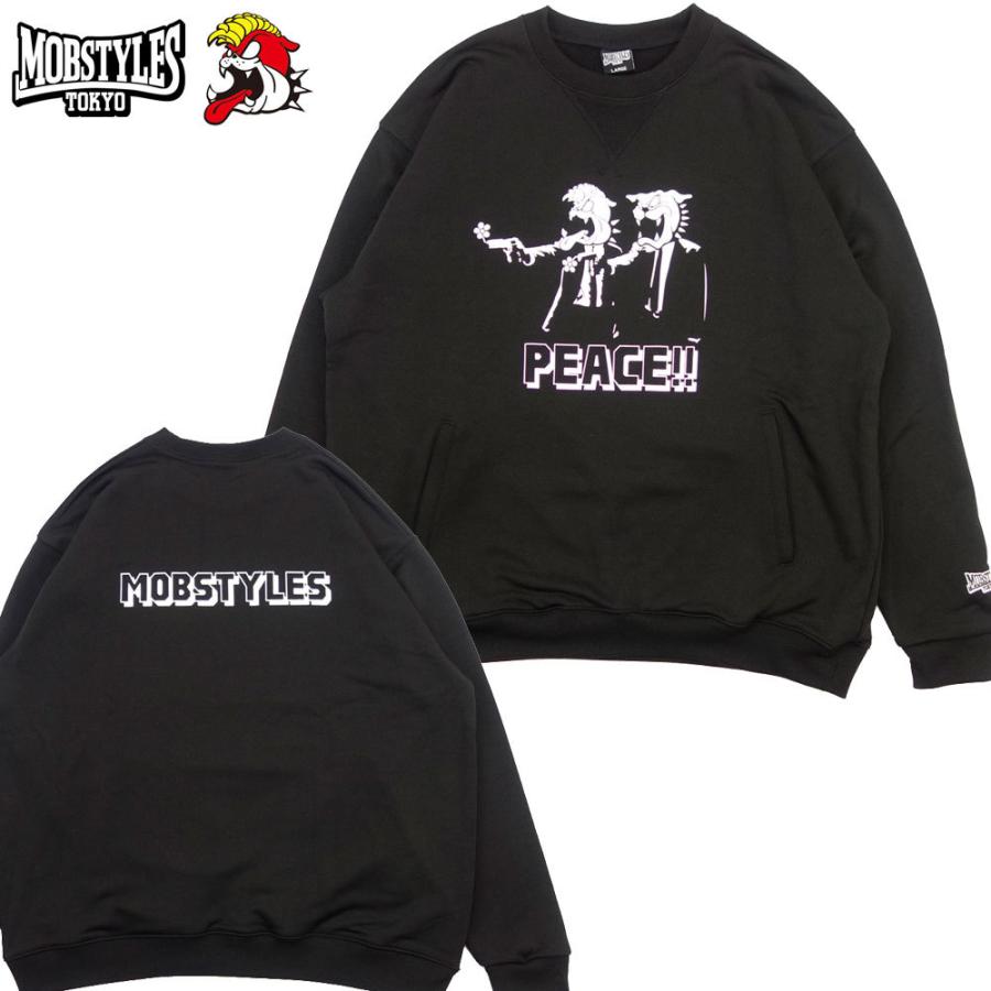 MOBSTYLES/モブスタイル スクルーネックスウェット ビッグシルエット/ORIGINAL SWEAT PEACE mob21017｜オーバーサイズ スウェット トレーナー ポケット付 | MOBSTYLES
