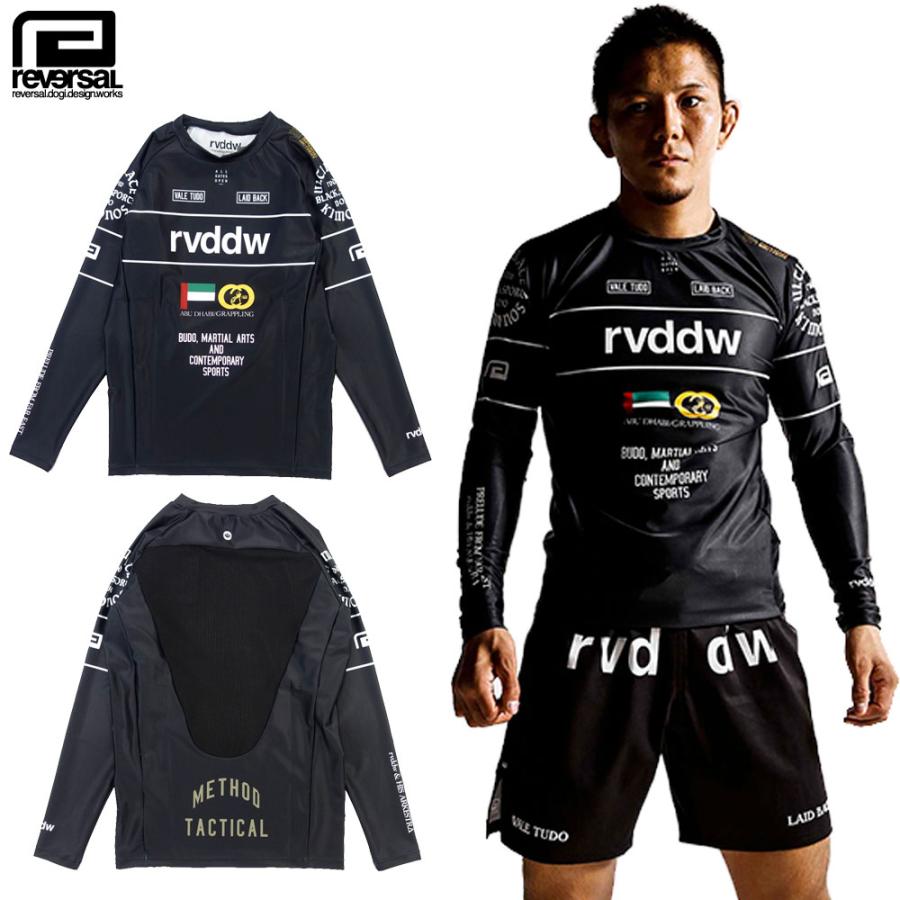 reversal/リバーサル ロング ラッシュガード 長袖/BLACK SPORTS LONG RASH GUARD rv22ss601 | reversal