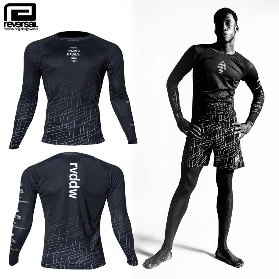 reversal/リバーサル ラッシュガード ロング 長袖/OBLIQUE BIG MARK LONG RASH GUARD rv23ss601｜格闘技 マリンスポーツ トレーニング アクティブ ジム フィ | reversal
