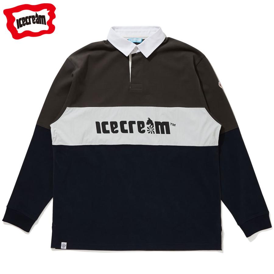 ICE CREAM/ アイスクリーム｜ラガーシャツ/SWITCHING RUGBY SHIRT ICEJP241K002｜ラグビーシャツ 長袖 ストリート スケーター メンズ ファッション | BILLIONAIRE BOYS CLUB