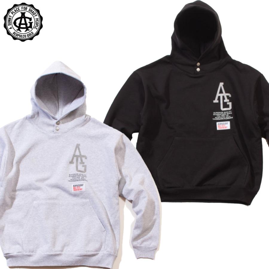 Acapulco Gold/アカプルコゴールド｜プルオーバーパーカー ヘビーウェイト/REFLECTIVE AG SIGNATURE SNAP HOODED SWEATSHIRT AG FW25-14 | ACAPULCO GOLD