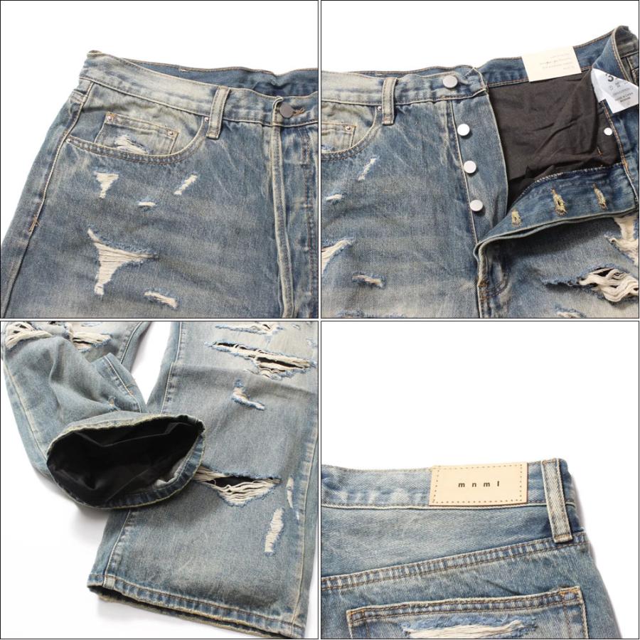 mnml/ミニマル｜バギー デニムパンツ/ULTRA BAGGY DISTRESSED DENIM 24ML-AW393D｜クラッシュ 加工 ワイドパンツ ストリート | mnml | 06