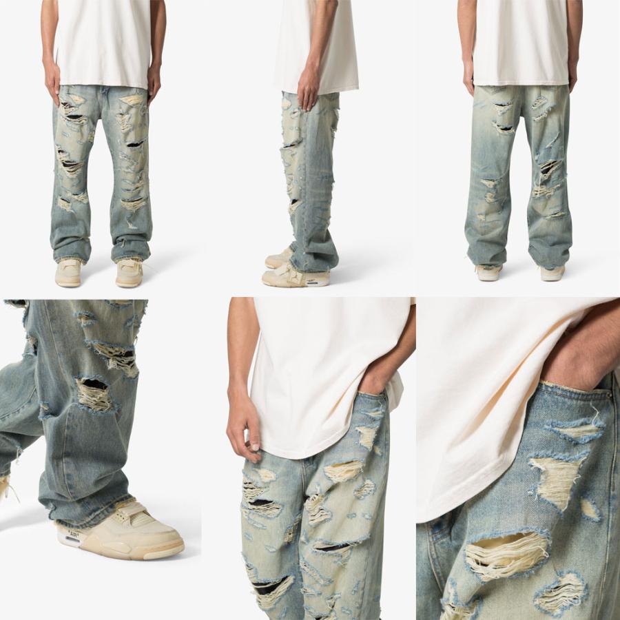mnml/ミニマル｜バギー デニムパンツ/ULTRA BAGGY DISTRESSED DENIM 24ML-AW393D｜クラッシュ 加工 ワイドパンツ ストリート | mnml | 07