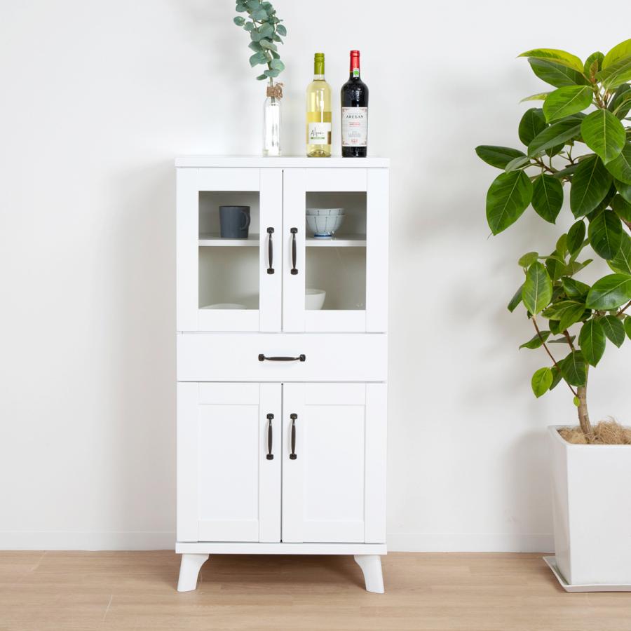 食器棚 コンパクト 1人暮らし 白 キッチン収納 おしゃれ キャビネット ホワイトインテリア かわいい 58cm 引き出し カウンター 北欧 ナチュラル 0006 Flaila Interior 通販 Yahoo ショッピング