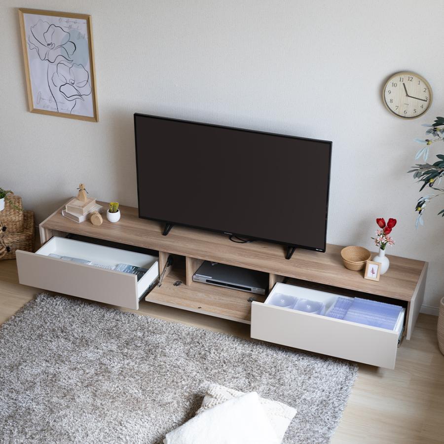 ローボード　テレビ台 バイカラー テレビボード 幅180cm｜丸角デザイン・大容量収納