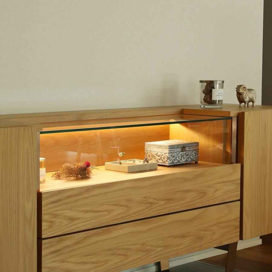 シギヤマ家具工業 サイドボード 幅180 キャビネット 照明付き オーク