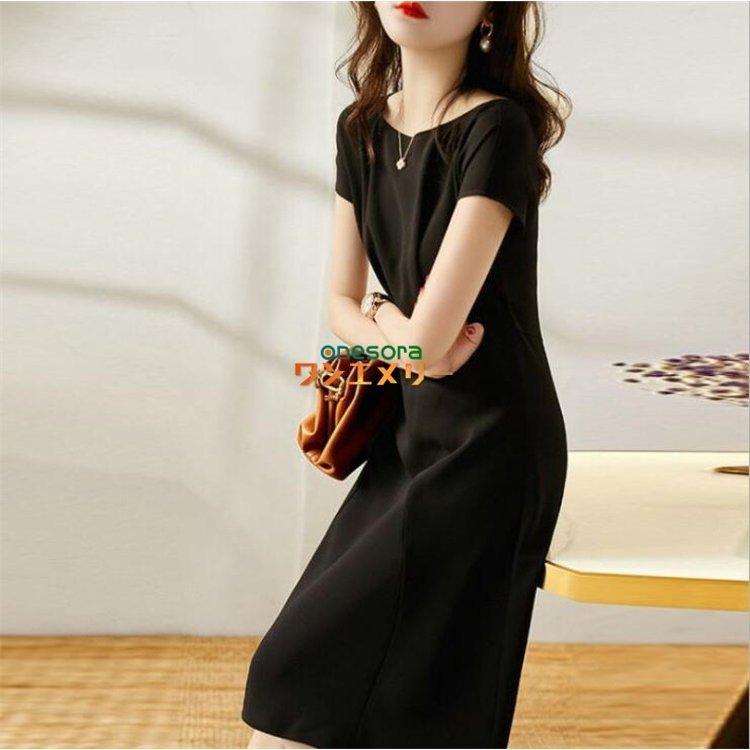 ワンピース レディース 40代 きれいめ 膝丈ワンピース 夏 新作 半袖 ワンピース 無地 ひざ丈スカートオシャレ韓国風 大人 結婚式ドレス シンプル 正規品