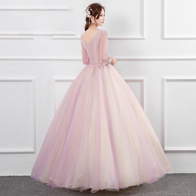 大きな割引 Aライン 演奏会ドレス 発表会 ロングドレス 9分袖 キレイめ 花柄 お呼ばれ 二次会 パーティードレス パープル 袖あり イブニングドレス パーティドレス サイズ Xxl Www Oroagri Eu