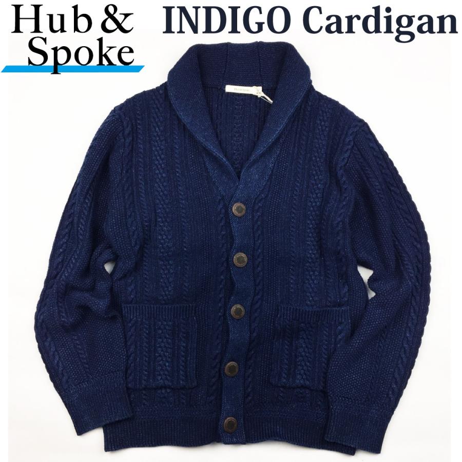 Hub Spoke ハブアンドスポーク 国内ブランド メンズ レディース ショールカラー インディゴ カーディガン 綿 ケーブル編み Indigo Cardigan Lot Flamingo Sapporo 通販 Yahoo ショッピング