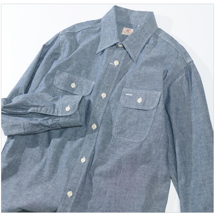 ☆SUGER CANE☆ シャンブレーシャツ/長袖シャツ/ワークシャツ/USA製 SUGAR CANE シュガーケーン SC27850 ブルーシャンブレー 長袖 ワーク