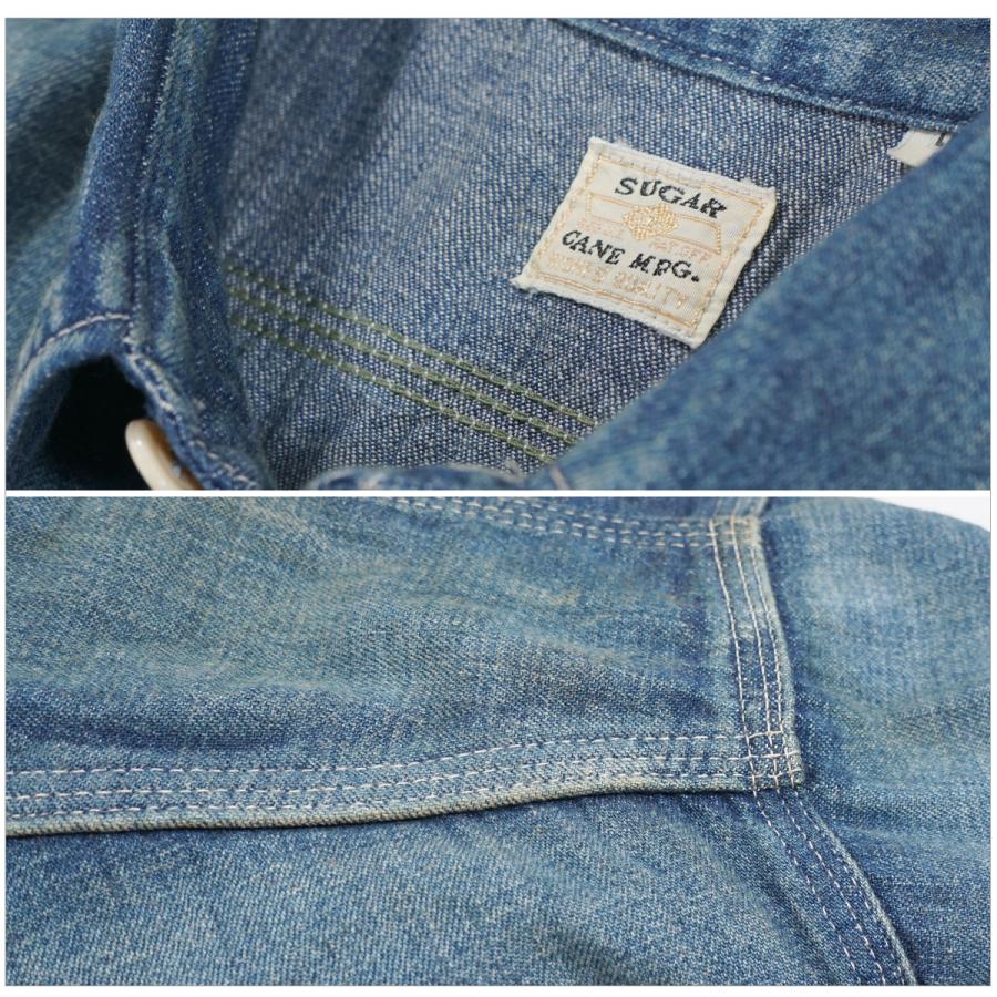 シュガーケーン　刺繍デニムシャツ　M SUGAR CANE シュガーケーン SC29474 9oz ブルーデニム ワークシャツ