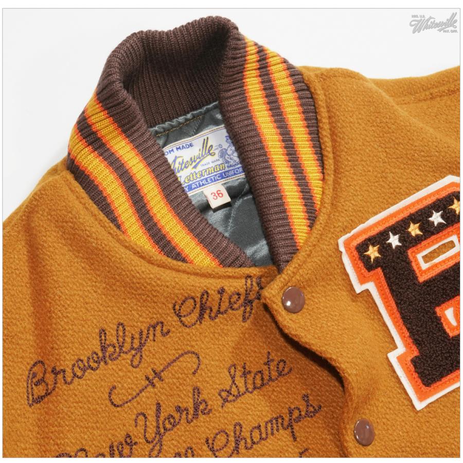 Whitesville ホワイツビル WV14460 30oz ウールメルトン アワードジャケット BROOKLYN CHIEFS (GOLD) スタジャンの画像