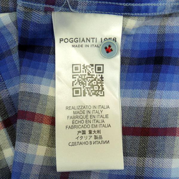 POGGIANTI 1958 ポジャンティ ネルシャツ 青系 チェック柄 長袖シャツ サイズ40 イタリア製 メンズファッション【中古】 |  | 04