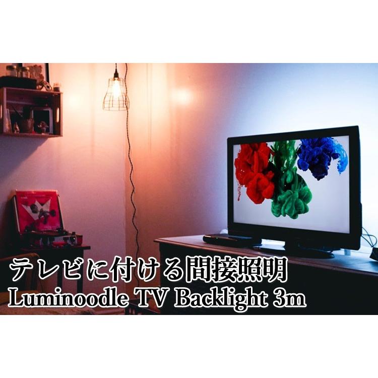 テレビに貼る 間接照明 コントラスト改善 Luminoodle TV Backlight ルミヌードル バックライト 3.0ｍ（PRES）/メール便無料