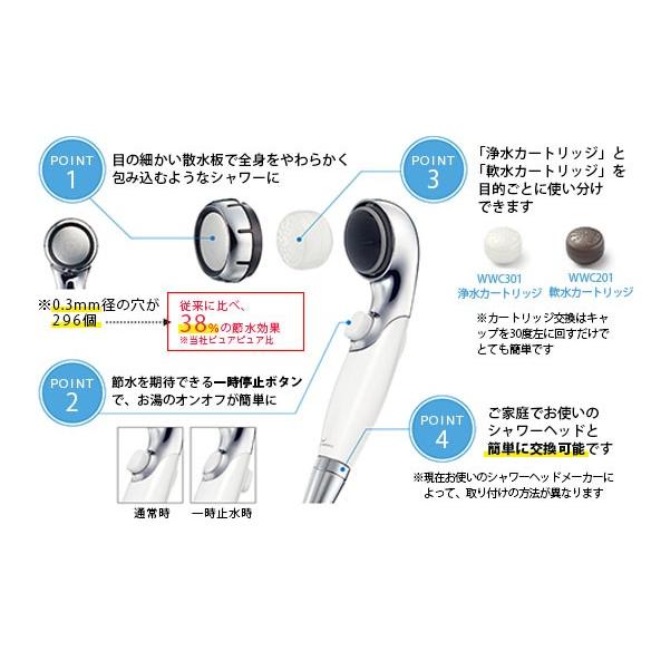 WATERCOUTURE 浄水シャワーヘッド ＋カートリッジ３ケ ウォータークチュール 浄水シャワー用 浄水カートリッジ （3個