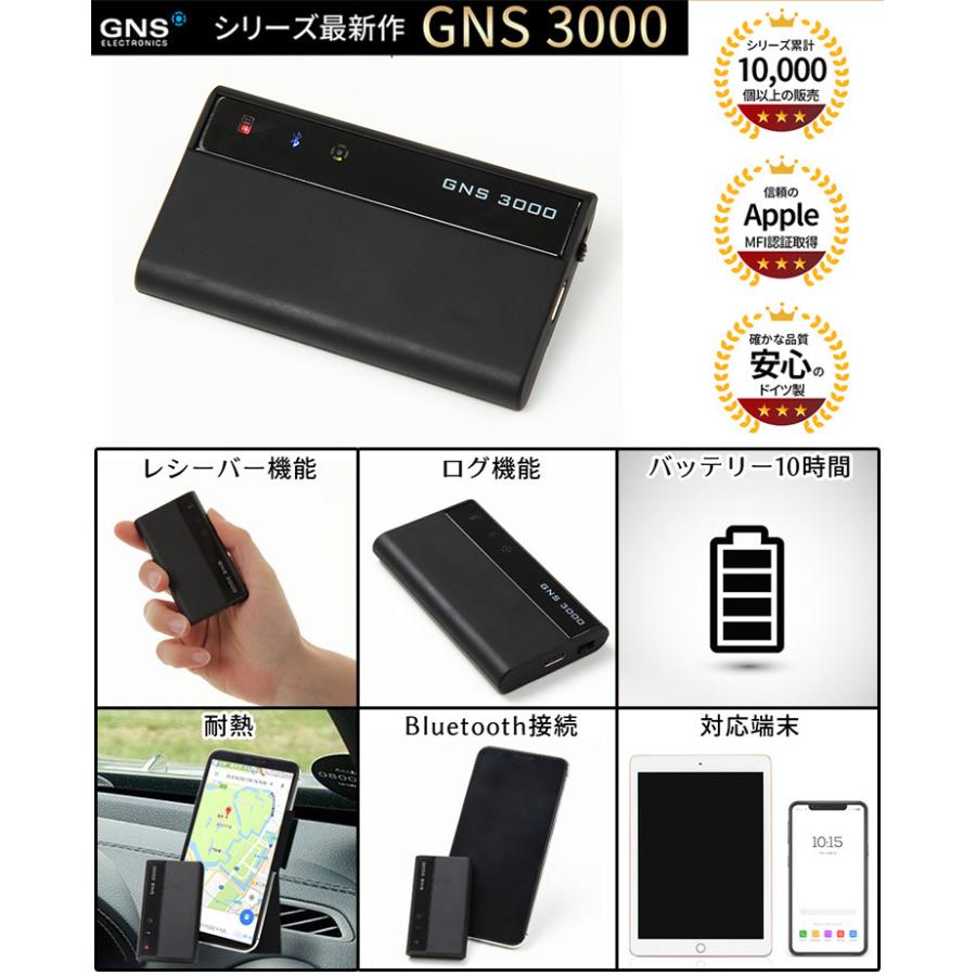 GNS 3000 GPSレシーバー ロガー GNS2000 Plus後継機 技適認証 MFI認証 