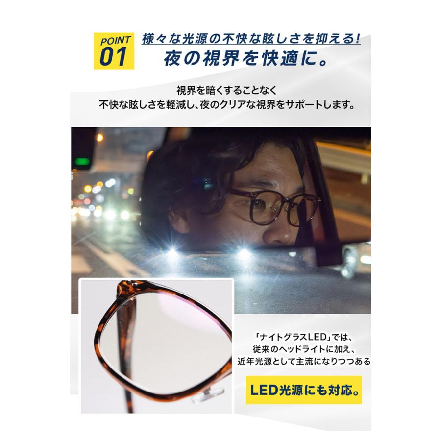 ナイトグラスLED スマート｜東海工学 夜間運転 サングラス 日本製 軽量