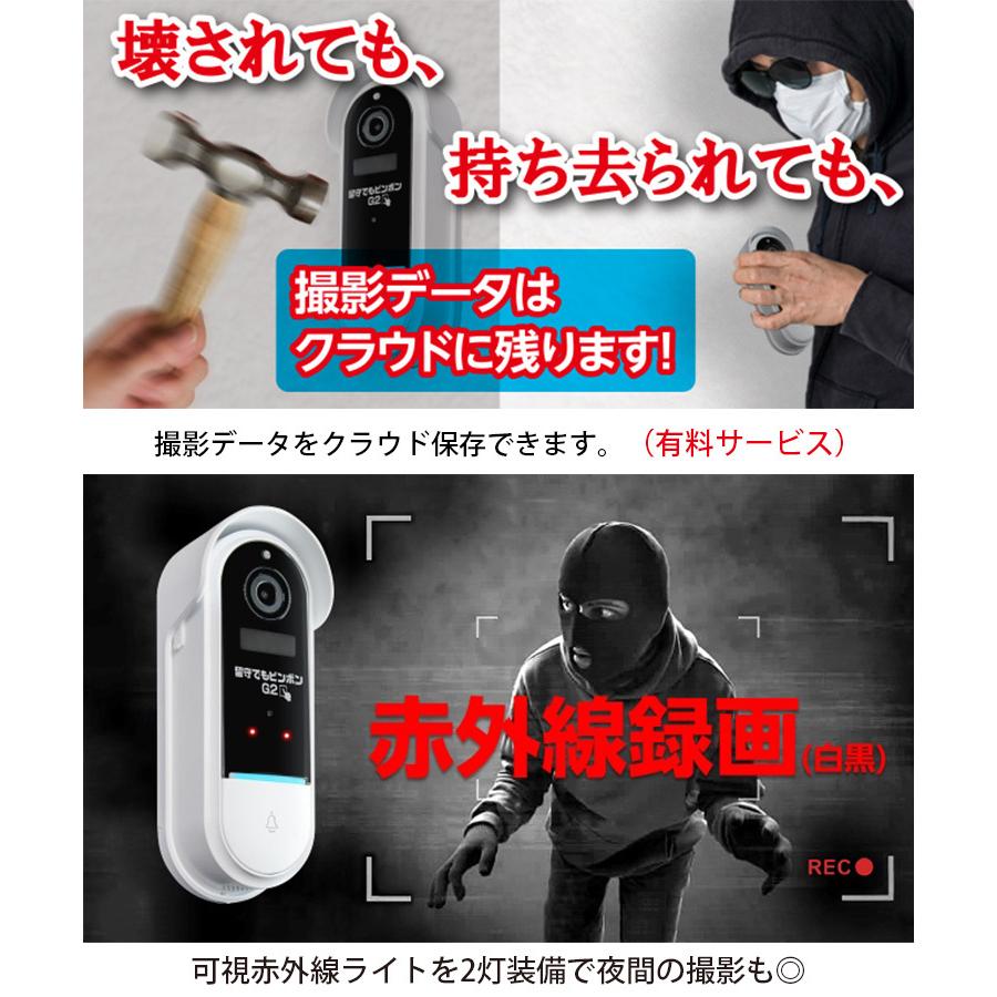 留守でもピンポンG2 留守番対応 ドアホン 防犯カメラ 工事不要 留守でもピンポンG2 留守番対応 ドアホン 防犯カメラ 工事不要