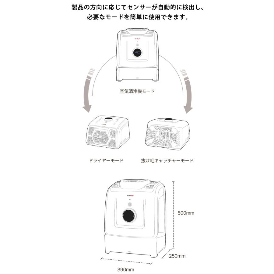 AbsFur エブスファー 抜け毛吸引機 ドライヤー 空気清浄機 ペット用 