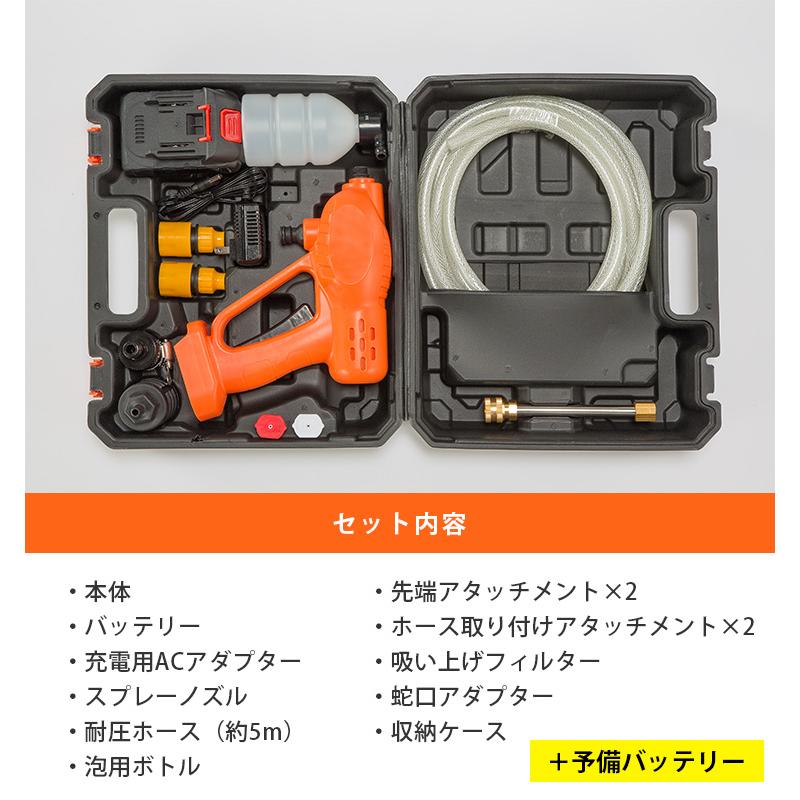 ★ほぼ未使用　充電式コードレス3Way 高圧洗浄機　バッテリー2個付き 予備バッテリー付き ファミラ 充電式コードレス3way高圧洗浄機 13点