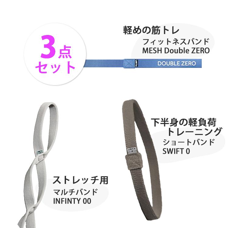 シニア向け3点セット VRTXフィットネスバンド3｜フィットネスバンド エクササイズバンド トレーニングバンド ループバンド ストレッチバンド リハビリの画像