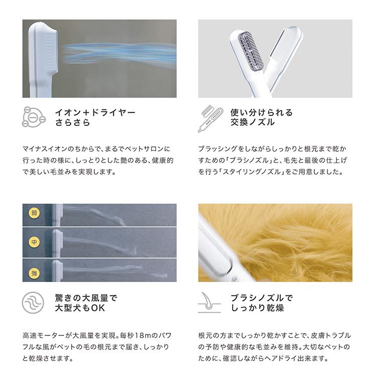 mino ペットドライヤー 犬用 猫用 ヘア ドライヤー ブラシ一体型 温度