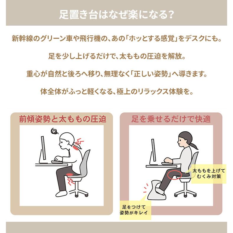 オットマンフットレスト PIO足置き台｜フットレスト 姿勢が整う 足置き台 2WAY オットマン PIO 角度14度 太ももの圧迫解消 デスクワーク 在宅勤務 テレワーク_6
