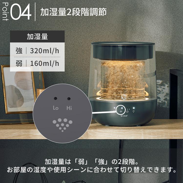 GLASS 加湿器 グレー 展示品 未使用品 24時間以内発送 QUADS（クワッズ） 予約/ QUADS ガラススチーム加湿器 GLASS QS629