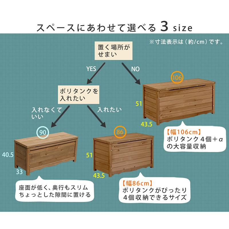 ボックスベンチ 幅106cm 木製 ベンチ 収納ボックス チェア 荷物入れ 大容量 おしゃれ カントリー 屋外 屋内 ナチュラル シンプル - 29