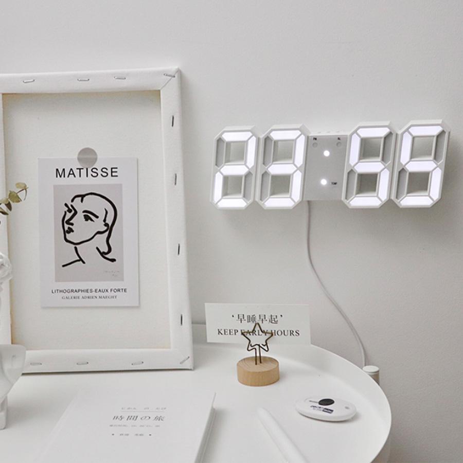 置き時計 デジタル時計 おしゃれ 時計 置時計 壁掛け時計 掛け時計 壁掛け デジタル LED 光る 白 北欧 アラーム 小型 USB 卓上 タイマー｜flaque｜15